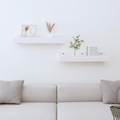 Wandschappen 2 st 50x12x9 cm massief grenenhout wit