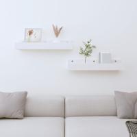 Wandschappen 2 st 50x12x9 cm massief grenenhout wit