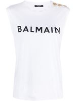 Balmain haut en coton à logo imprimé - Blanc - thumbnail