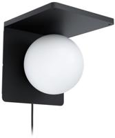 EGLO Ciglie Wandlamp met QI lader - 1 lichts - 18 cm. - E14 - zwart
