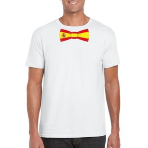 Wit t-shirt met Spanje vlag strikje heren