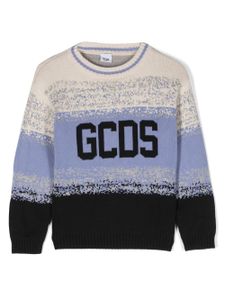 Gcds Kids pull en coton à logo intarsia - Bleu