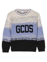 Gcds Kids pull en coton à logo intarsia - Bleu - thumbnail