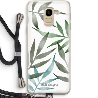 Tropical watercolor leaves: Samsung Galaxy J6 (2018) Transparant Hoesje met koord
