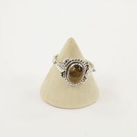 Zilveren Ring met Tijgeroog Maat 18 (Sterling Zilver 925) - thumbnail