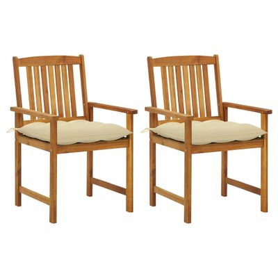 VidaXL Tuinstoelen 2 st met kussens massief acaciahout