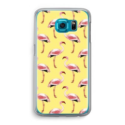 Flamingo's geel: Samsung Galaxy S6 Transparant Hoesje
