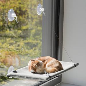 Trixie Kattenmand hangmat raam velours grijs