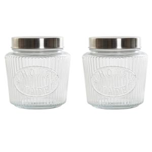 Set van 2x stuks voorraadpotten/bewaarpotten 1500 ml glas met metalen deksel