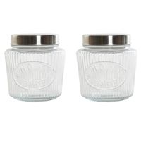 Set van 2x stuks voorraadpotten/bewaarpotten 1500 ml glas met metalen deksel