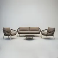 Loungeset Dakota Creme Bruin 4-delig Stoel Bank Aluminium Touw Buiten Tuinstoel Tuinbank Vita Lux