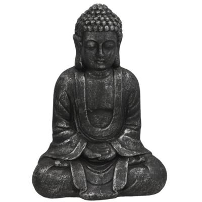 Gerimport Boeddha beeld Kesh - binnen / buiten - kunststeen - antraciet - 28 x 37 cm Gerimport Boeddha beeld Kesh - binnen / buiten - kunststeen - antraciet - 28 x 37 cm