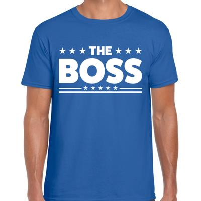 Cadeau T-shirt voor heren - blauw - The Boss - Foute Party / thema kleding