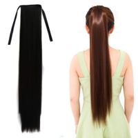 Natuurlijke lang steil haar paardenstaart Bandage-stijl pruik paardenstaart voor vrouwen lengte: 75cm (zwart)
