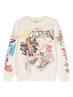 MSGM Kids sweat en coton à logo imprimé - Tons neutres