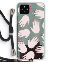 Hands pink: Pixel 5a 5G Transparant Hoesje met koord