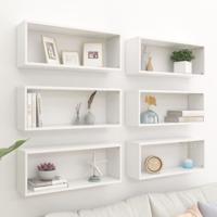 Wandschappen kubus 6 st 60x15x23 cm spaanplaat wit - thumbnail