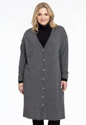 Yoek Lange cardigan | Grijs | Maat 50/52