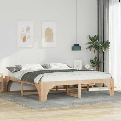 Bedframe met opslag Bruin Massief grenenhout
