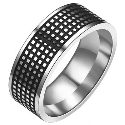 Stalen mannen ring Grid 8mm