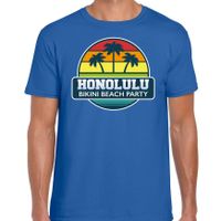 Honolulu zomer t-shirt / shirt Honolulu bikini beach party blauw voor heren - thumbnail