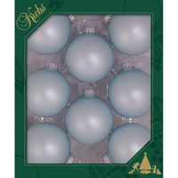 8x Misty aqua blauwe velvet glazen kerstballen mat 7 cm kerstboomversiering