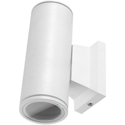 LED Tuinverlichting - Wandlamp Buiten - Aigi Wally Up and Down - GU10 Fitting - Rond - Mat Wit - Aluminium - Philips - CorePro 830 36D - 9.2W - Warm Wit 3000K