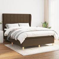 Boxspring met matras stof donkerbruin 140x200 cm