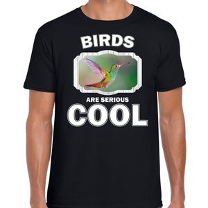 T-shirt birds are serious cool zwart heren - vogels/ kolibrie vogel shirt 2XL  -