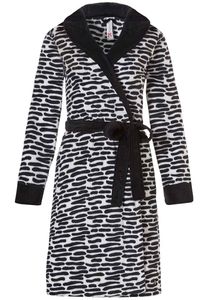 Dames badjas zwart wit motief-s