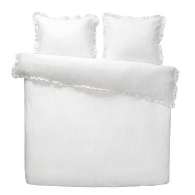 Royal dekbedovertrek Cato effen - wit - 200x200/220 cm - Leen Bakker
