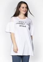 Yoek Tunic wide bottom frilled sleeve | Wit | Maat 54/56