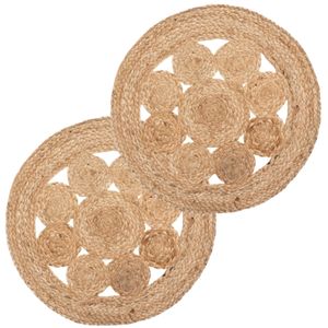 Set van 6x stuks ronde placemats jute naturel 38 cm