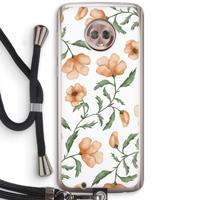 Peachy flowers: Motorola Moto G6 Transparant Hoesje met koord