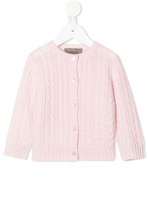 N.PEAL KIDS cardigan en maille torsadée - Rose