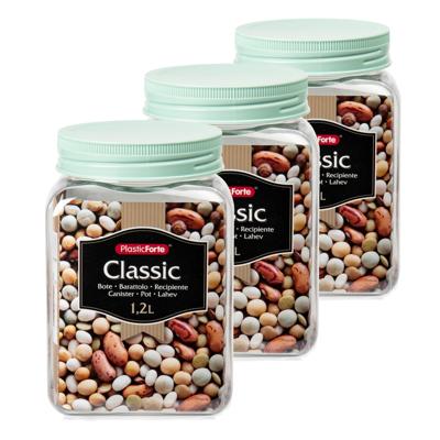 Plasticforte keuken voorraadpot/weckpot - Set van 10x stuks - kunststof - groen - 1.2 liter - met de