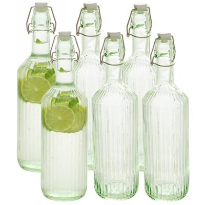 Secret de Gourmet Beugelfles / Weckfles - 6x - groen glas - luchtdicht - 1 liter - waterfles