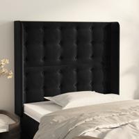 Hoofdbord met randen 83x16x118/128 cm fluweel zwart