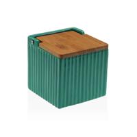 Zoutvaatje met deksel Versa Groen Keramisch Bamboe Dolomite 11 x 11 x 11 cm