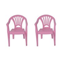 2x Plastic kinderstoelen roze 37 x 31 x 51 cm