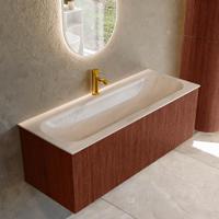 Badmeubel Mondiaz Kurve-Dlux | 120 cm | Meubelkleur Ruby | Wastafelkleur Meli | Solid surface | Wasbak midden spoelbak | 1 kraangat