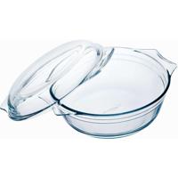 Ronde glazen ovenschaal met deksel - 3 liter - 27 x 23 x 11 cm - Ovenschotel schalen - Bakvorm