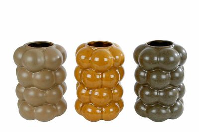 Vaas Bram L beige/amber/d. grijs a3 aardew 15x15x22cm