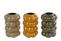 Vaas Bram L beige/amber/d. grijs a3 aardew 15x15x22cm