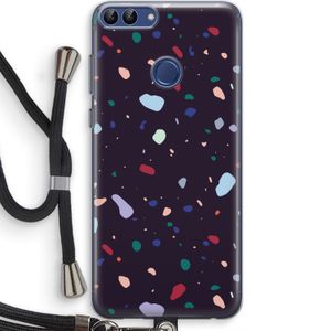 Dark Rounded Terrazzo: Huawei P Smart (2018) Transparant Hoesje met koord