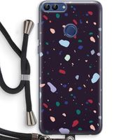 Dark Rounded Terrazzo: Huawei P Smart (2018) Transparant Hoesje met koord