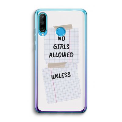No Girls Allowed Unless: Huawei P30 Lite Transparant Hoesje