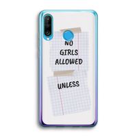 No Girls Allowed Unless: Huawei P30 Lite Transparant Hoesje