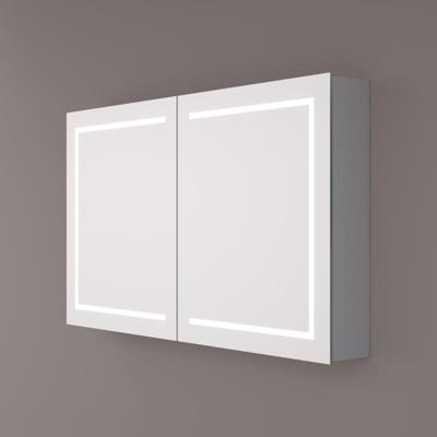 Spiegelkast SPK61000 | 160x70x14 cm | 3 Deuren | Directe LED verlichting | Aluminium | Met spiegelverwarming
