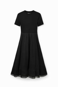 Gecombineerde midi-jurk met textuur - BLACK - XL